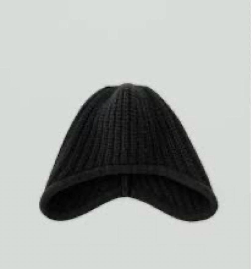 yo biotop ニット帽 リブ編み 黒 ビーニー帽子