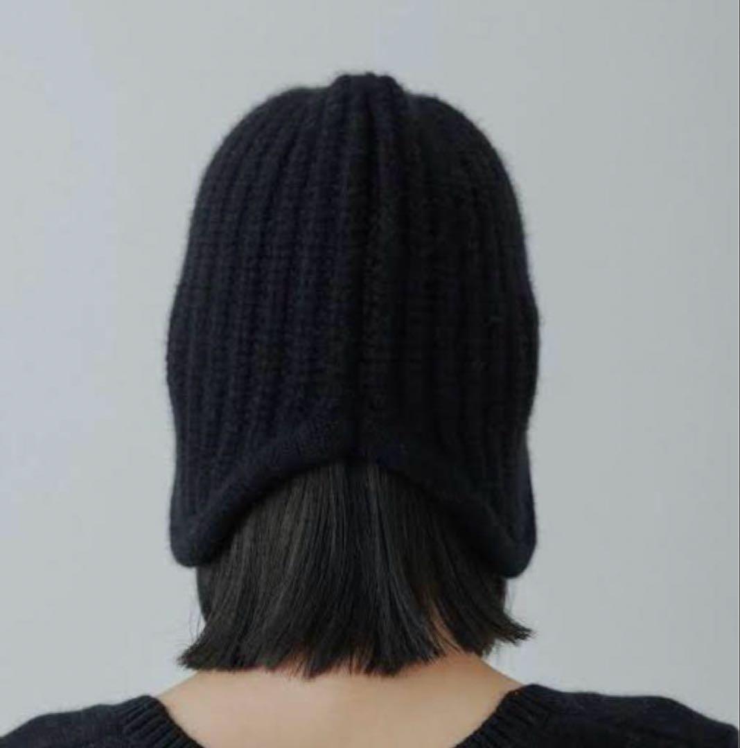 yo biotop ニット帽 リブ編み 黒 ビーニー帽子