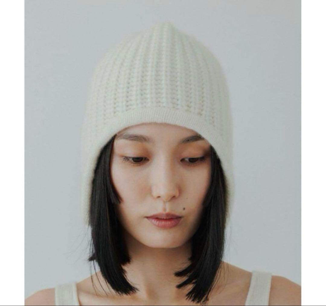 yo biotop ニット帽 リブ編み 黒 ビーニー帽子