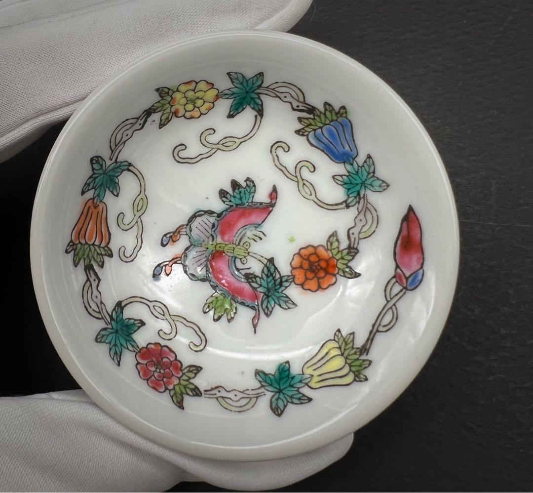 中国美術 花 蝶々紋樣 瓜瓞绵绵 中國景德鎮 小皿8点 コレクション