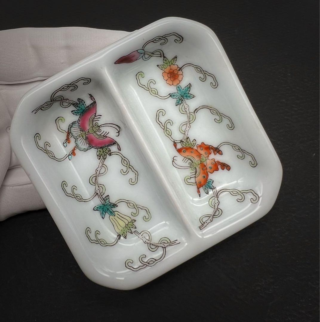 中国美術 花 蝶々紋樣 瓜瓞绵绵 中國景德鎮 小皿8点 コレクション