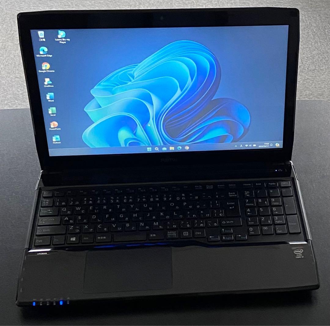 富士通 ノートパソコン windows11 WA1 /S 黒 オフィス付き