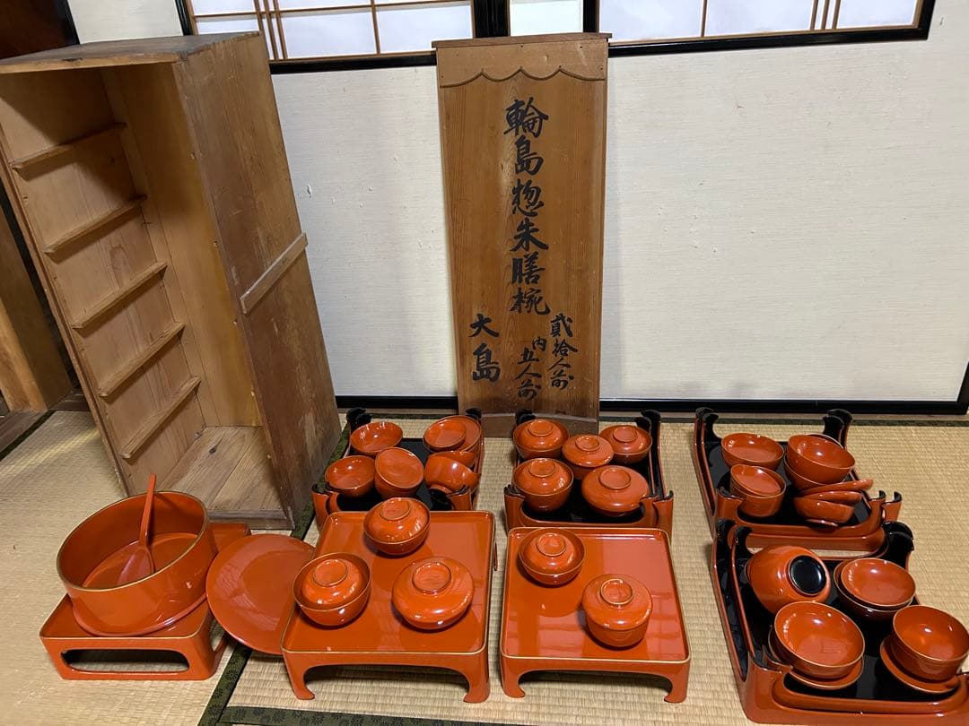 輪島塗御膳　大正期　御膳5脚　お櫃