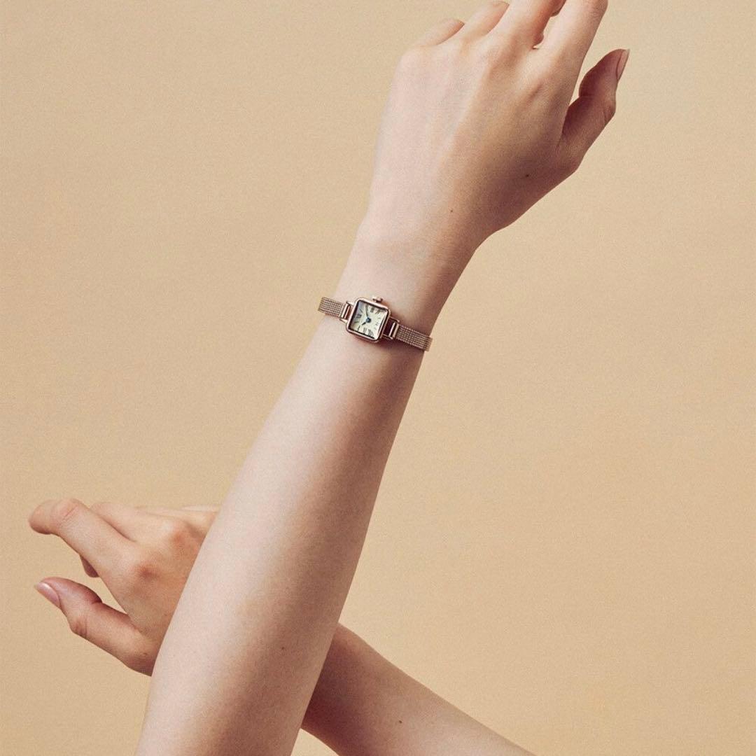 MATOW TSUKI 淡月ローズゴールド メッシュ時計