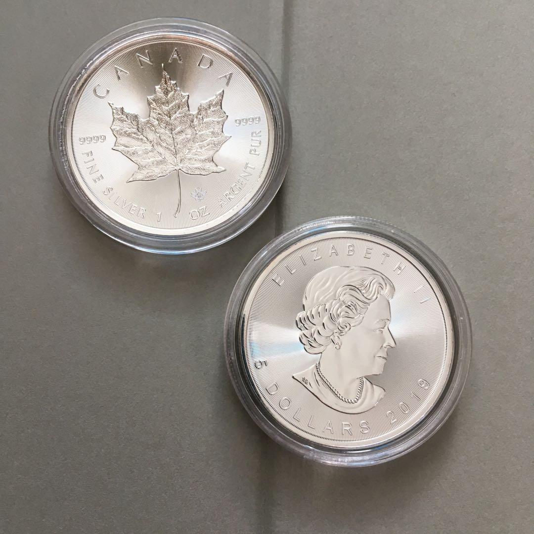 カナダ メープルリーフ銀貨 1オンス2019年　2枚セット
