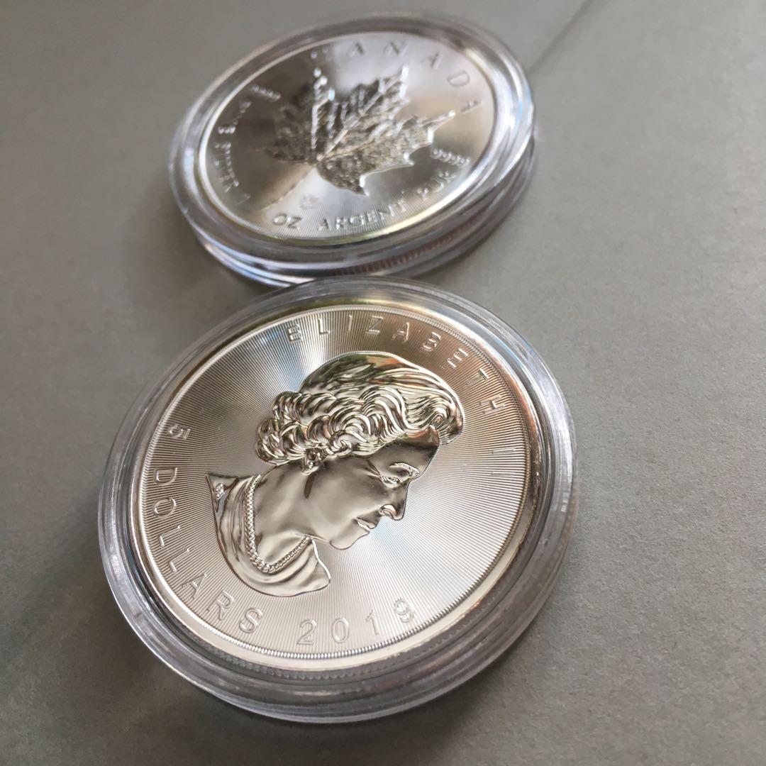 カナダ メープルリーフ銀貨 1オンス2019年　2枚セット