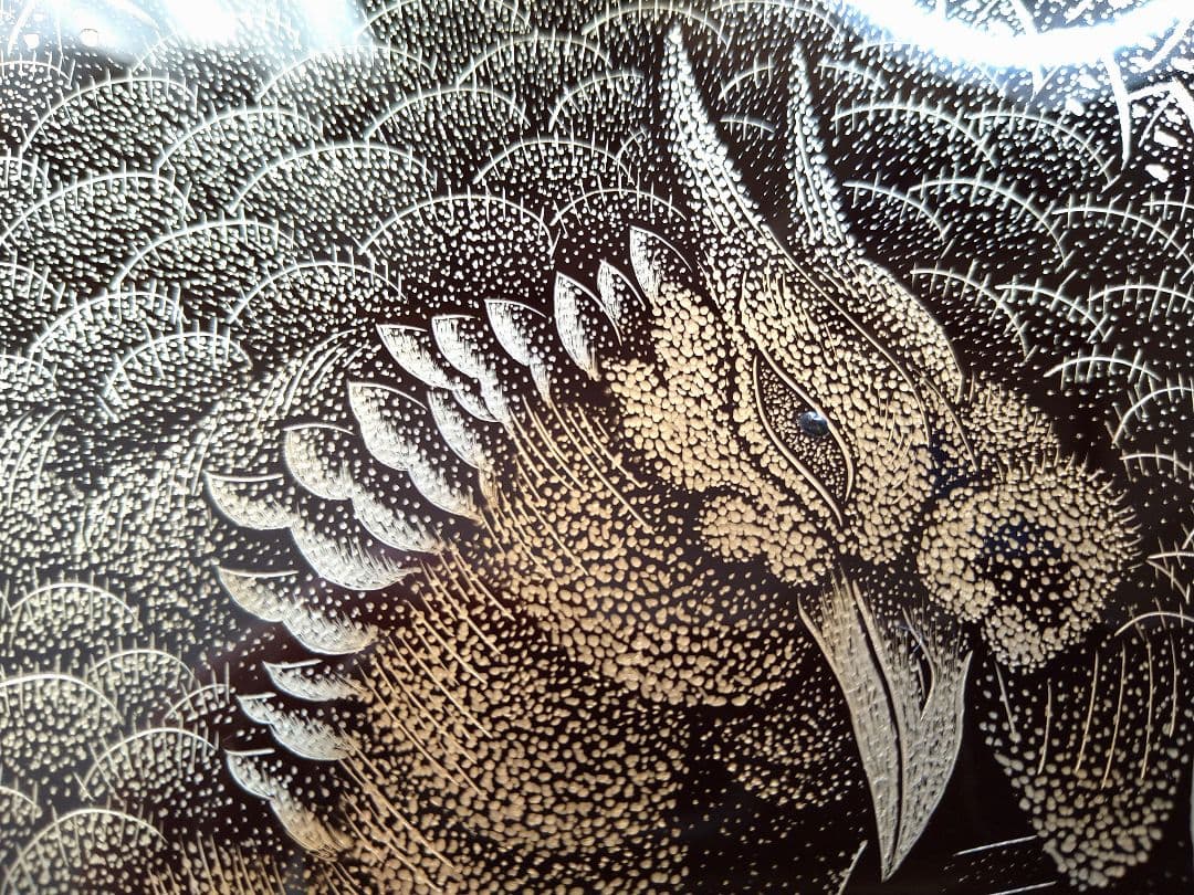 輪島塗沈金「八方睨み鳳凰図」会席盆