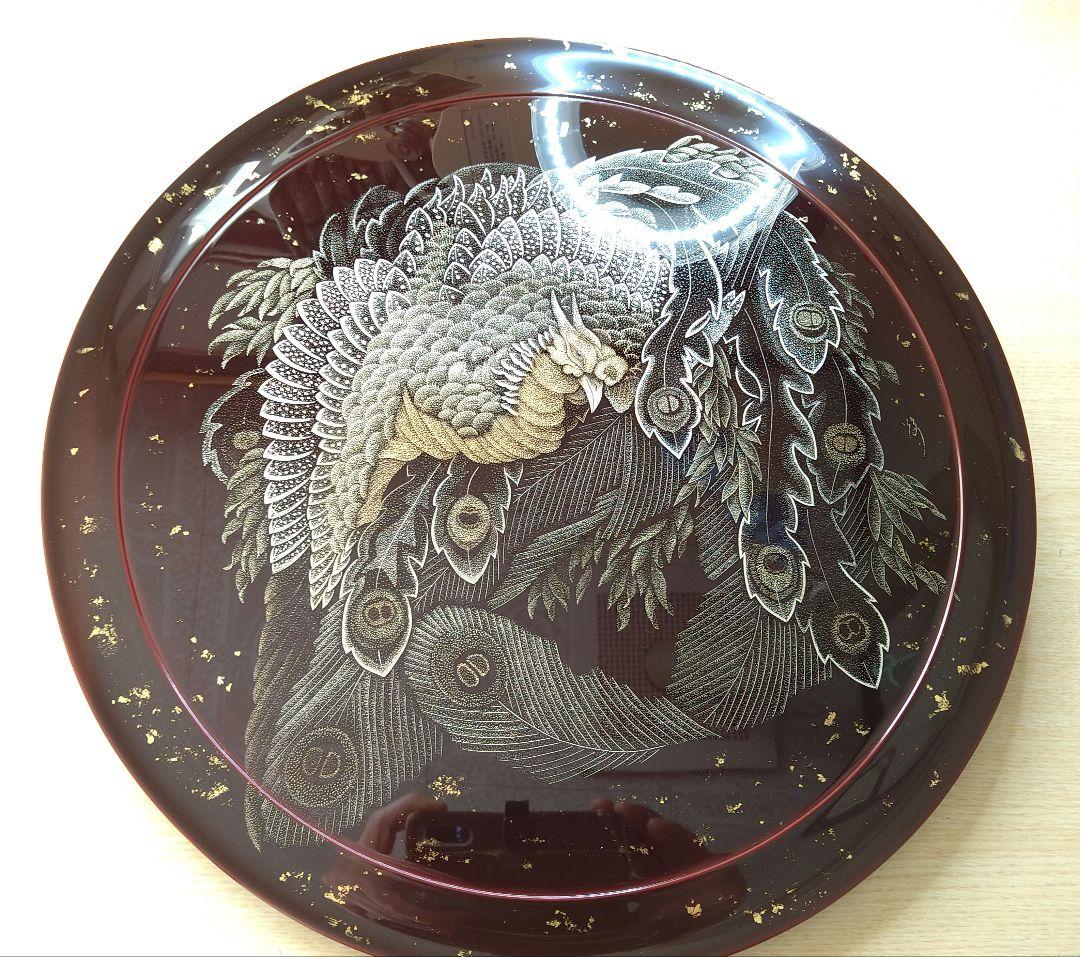 輪島塗沈金「八方睨み鳳凰図」会席盆
