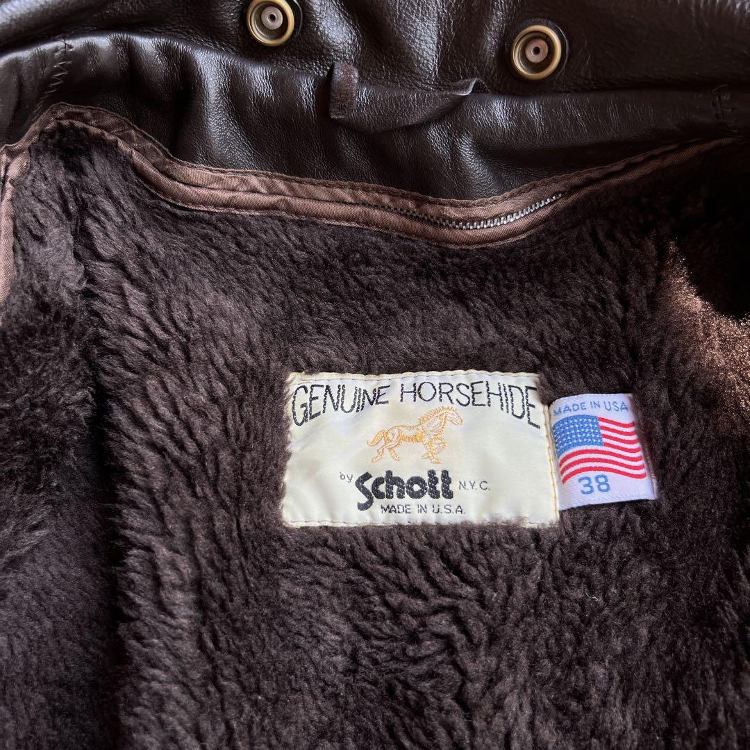希少✨schott 襟付ライダースジャケット 652H ホースハイド　38 馬革