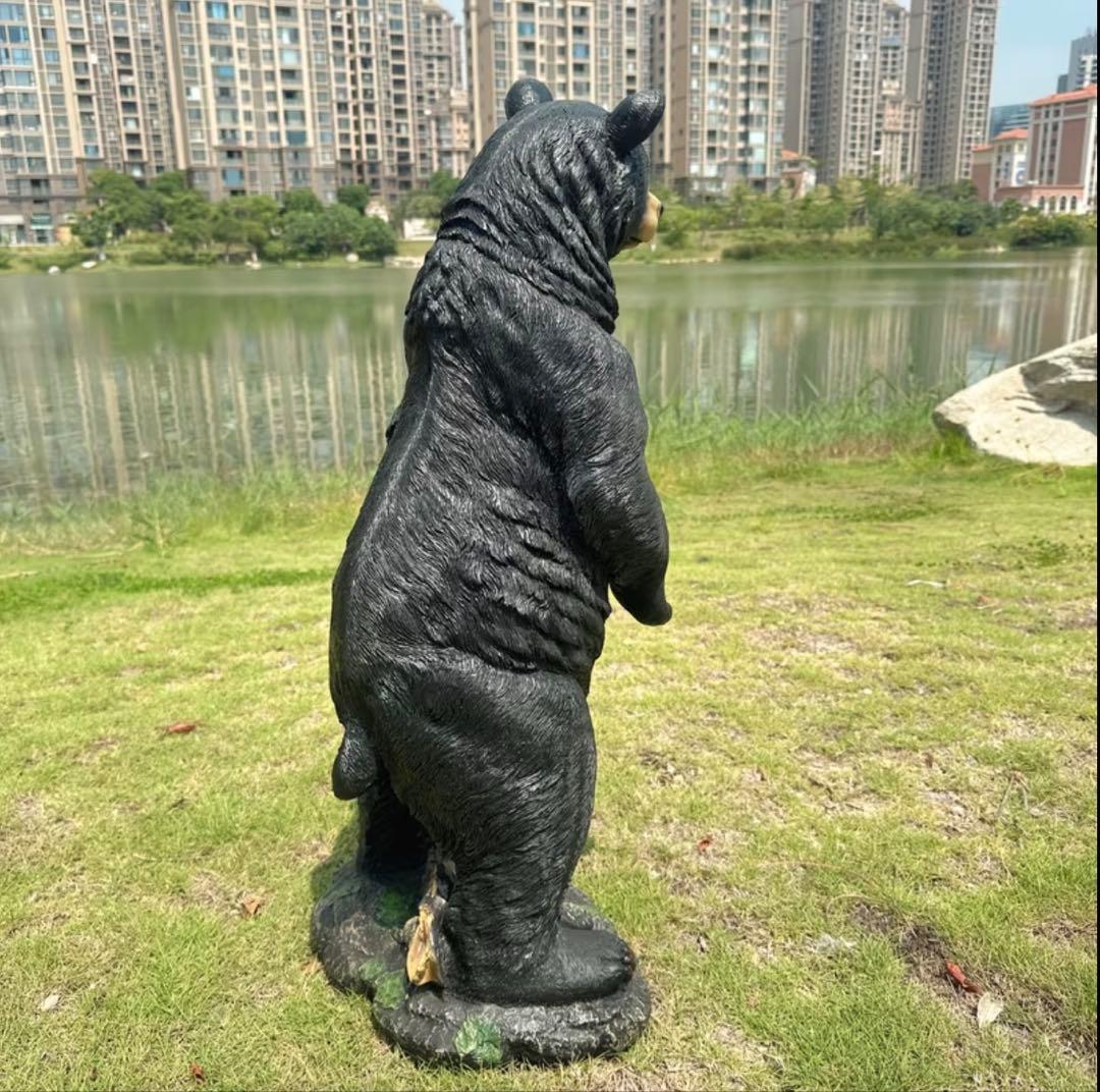 庭用 熊 オブジェ 高さ76cm リアル 黒熊 立ち姿 ガーデン置物 樹脂製