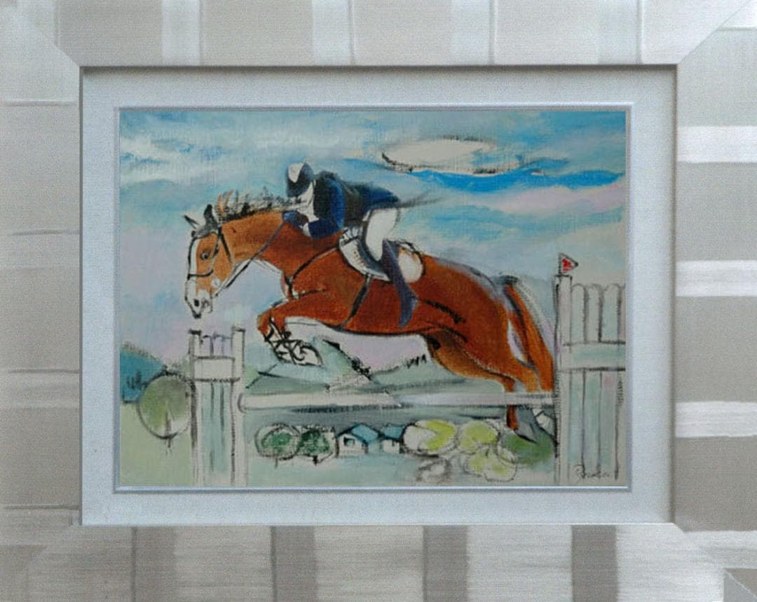 油絵 菅家令子 絵 絵画 インテリア F4-121712 乗馬 馬