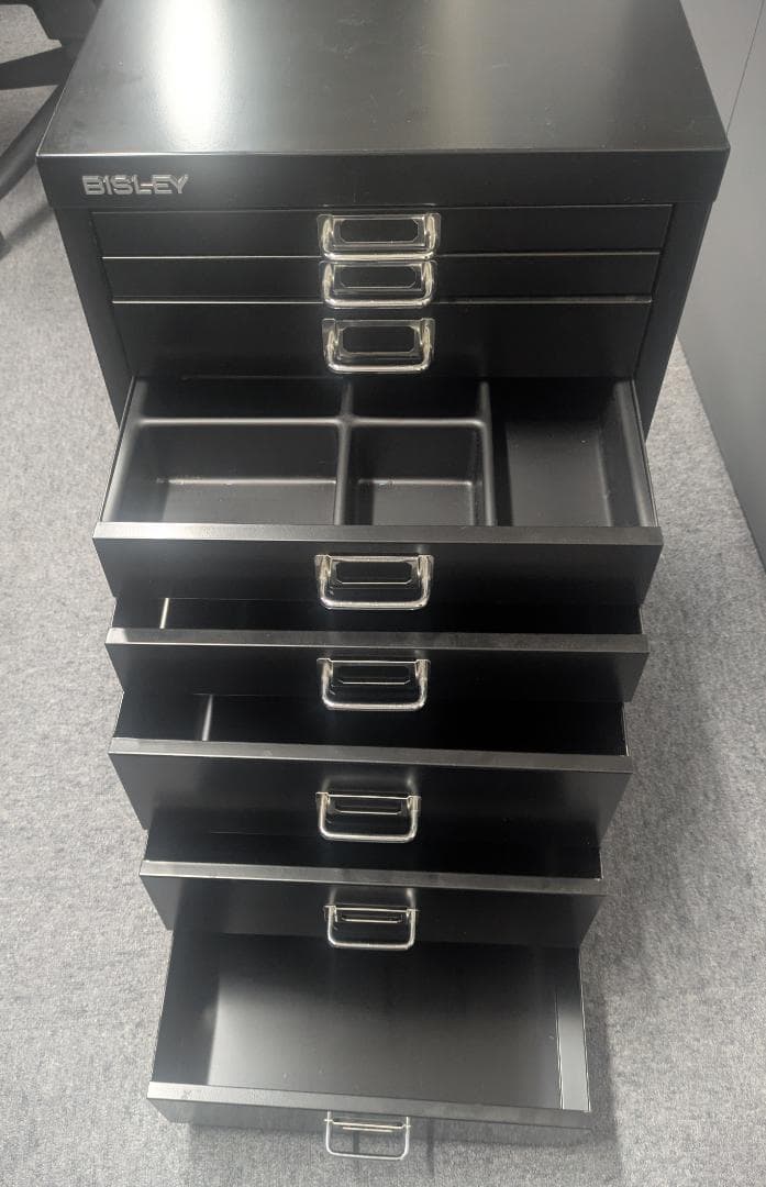 BISLEYスチールキャビネット8段BA3/8黒書類ケース