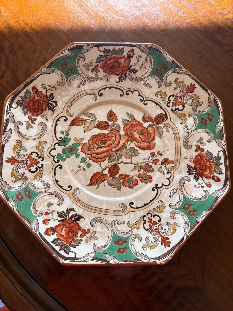 1890年　wedge wood Camellia イングランド 色絵 大皿