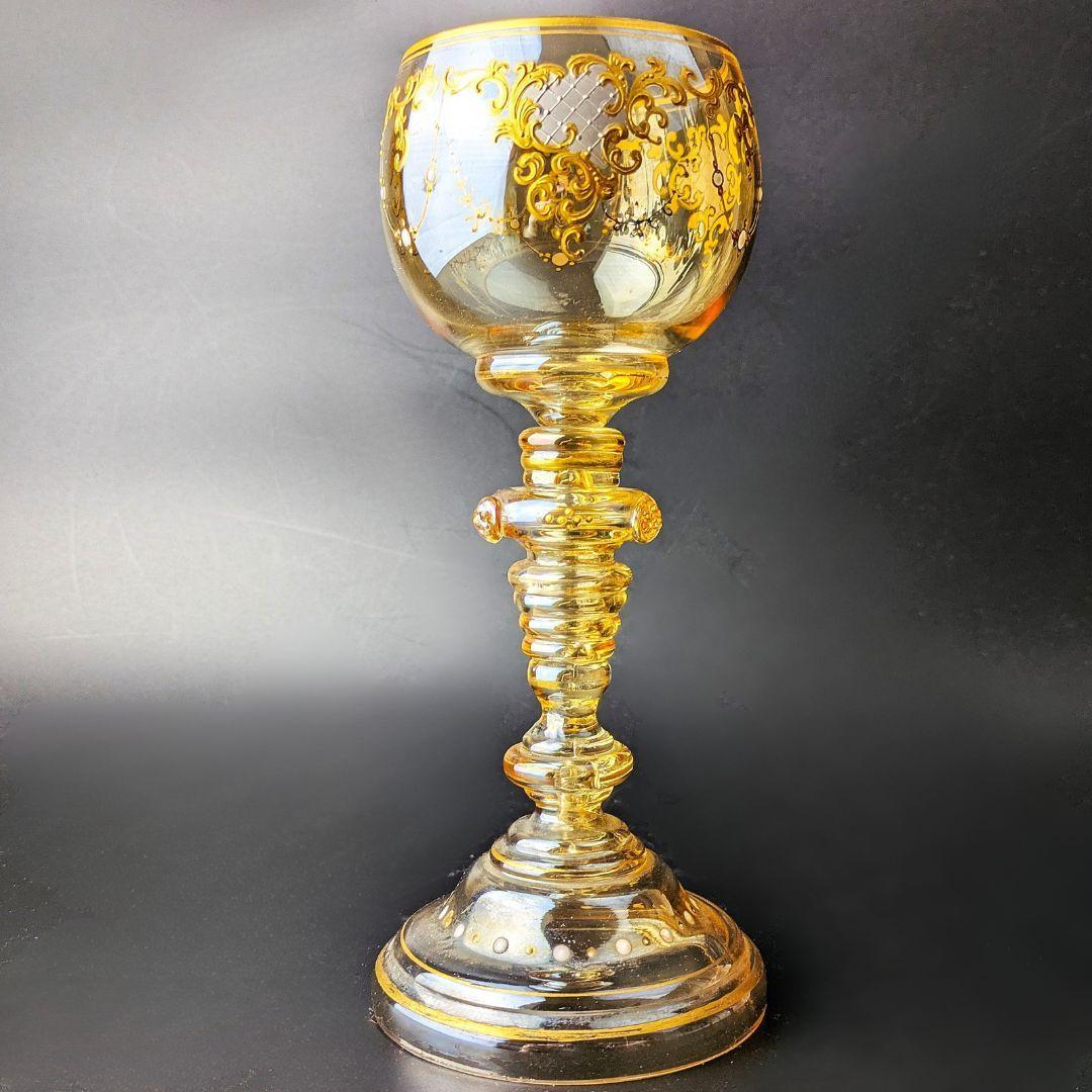 厚い金彩の大型19㎝グラス★モーゼル ボヘミアン グラス ワイン moser