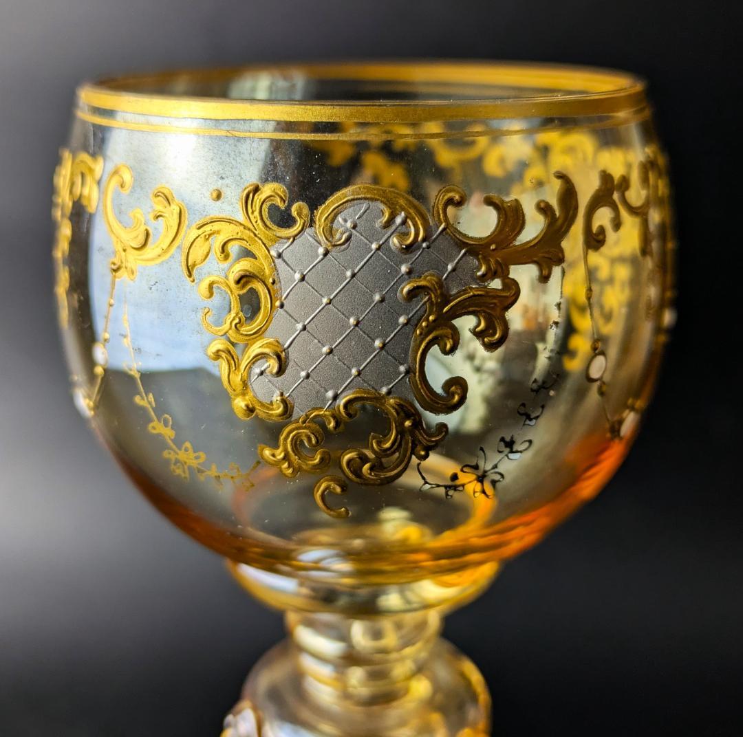 厚い金彩の大型19㎝グラス★モーゼル ボヘミアン グラス ワイン moser