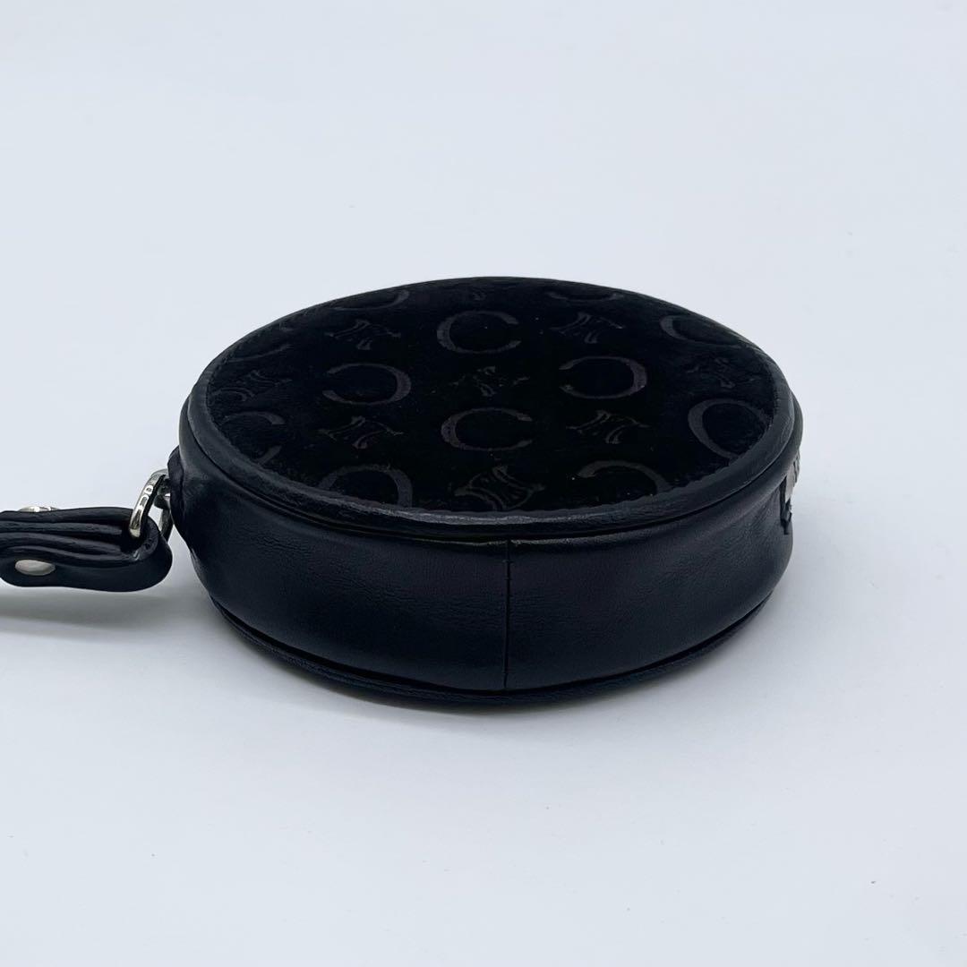 【極美品】 CELINE レザー ケース 小銭入れ 丸型 プレート 黒