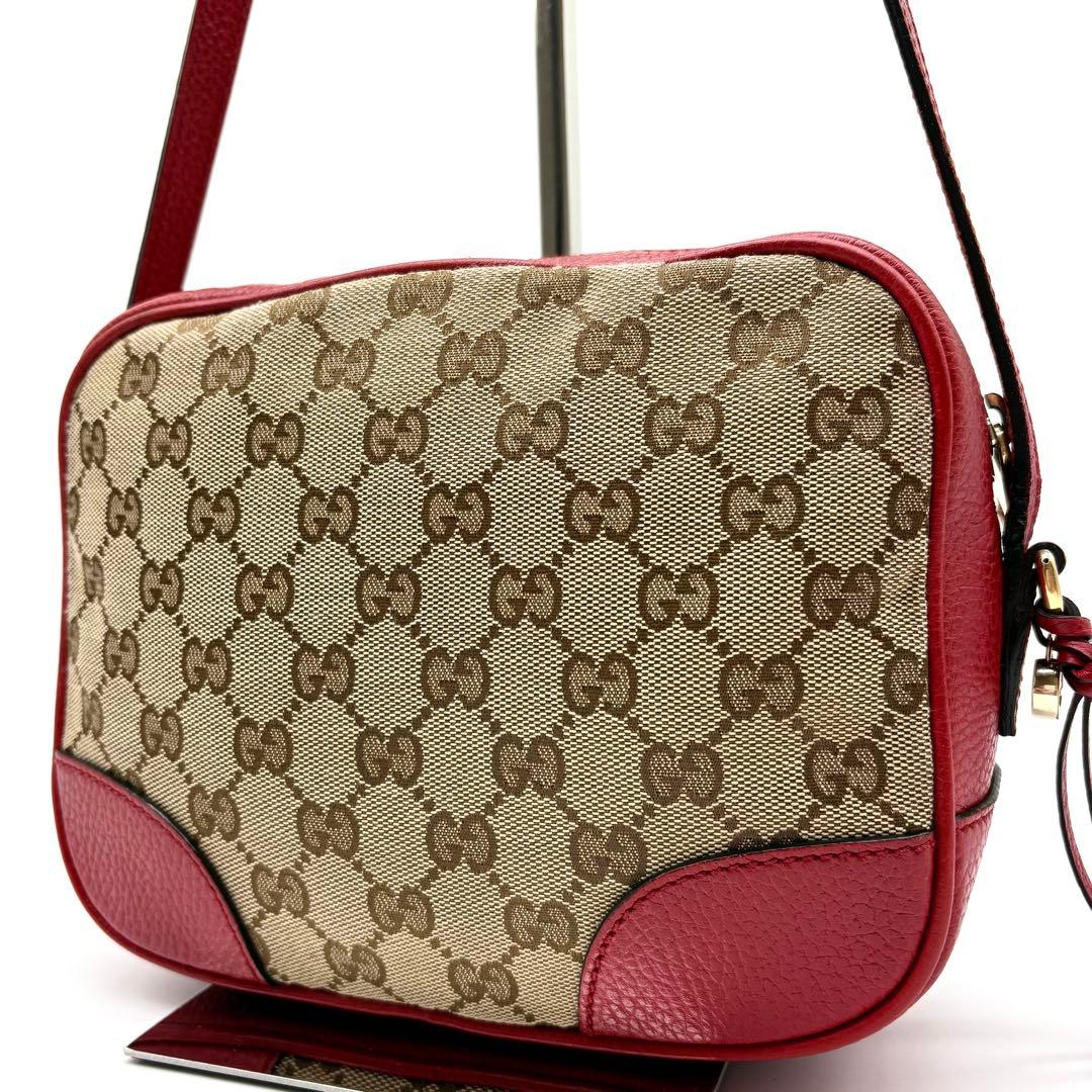 【極美品】GUCCI カメラ ショルダーバッグ チャーム GGキャンバス レザー