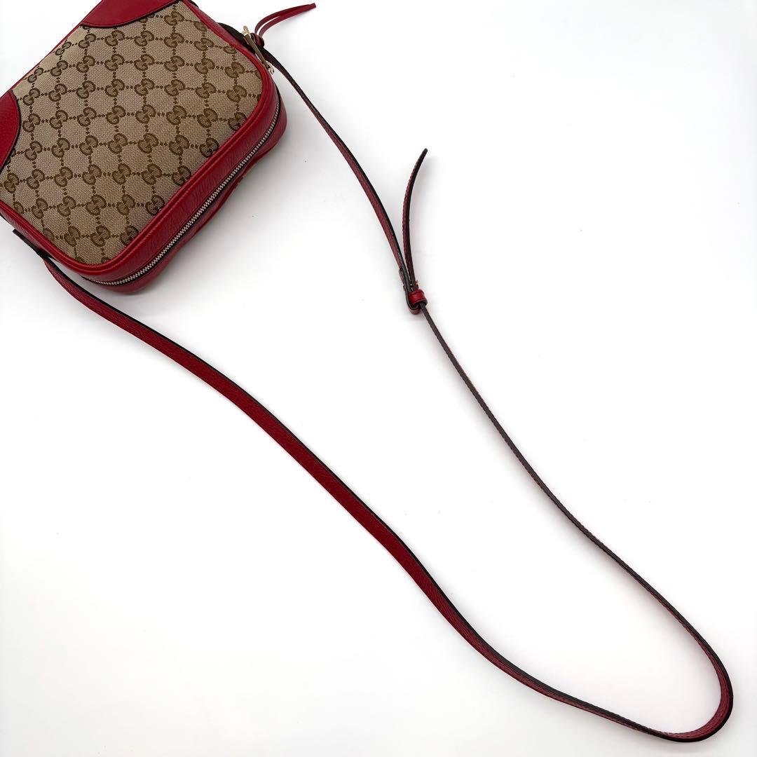 【極美品】GUCCI カメラ ショルダーバッグ チャーム GGキャンバス レザー