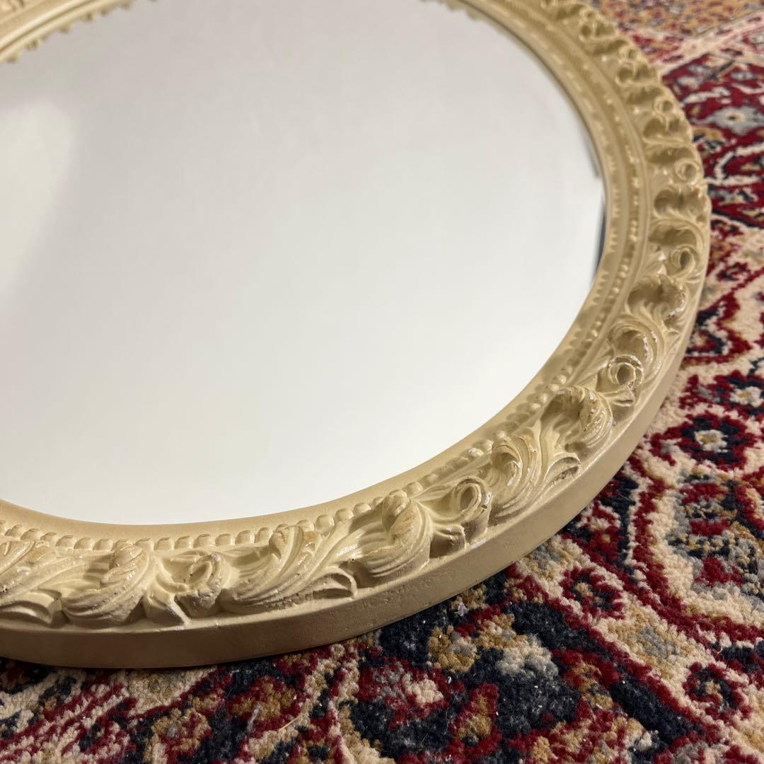カナダ製◾️木製装飾フレーム オーバル型 壁掛けミラー ウォールミラー 鏡