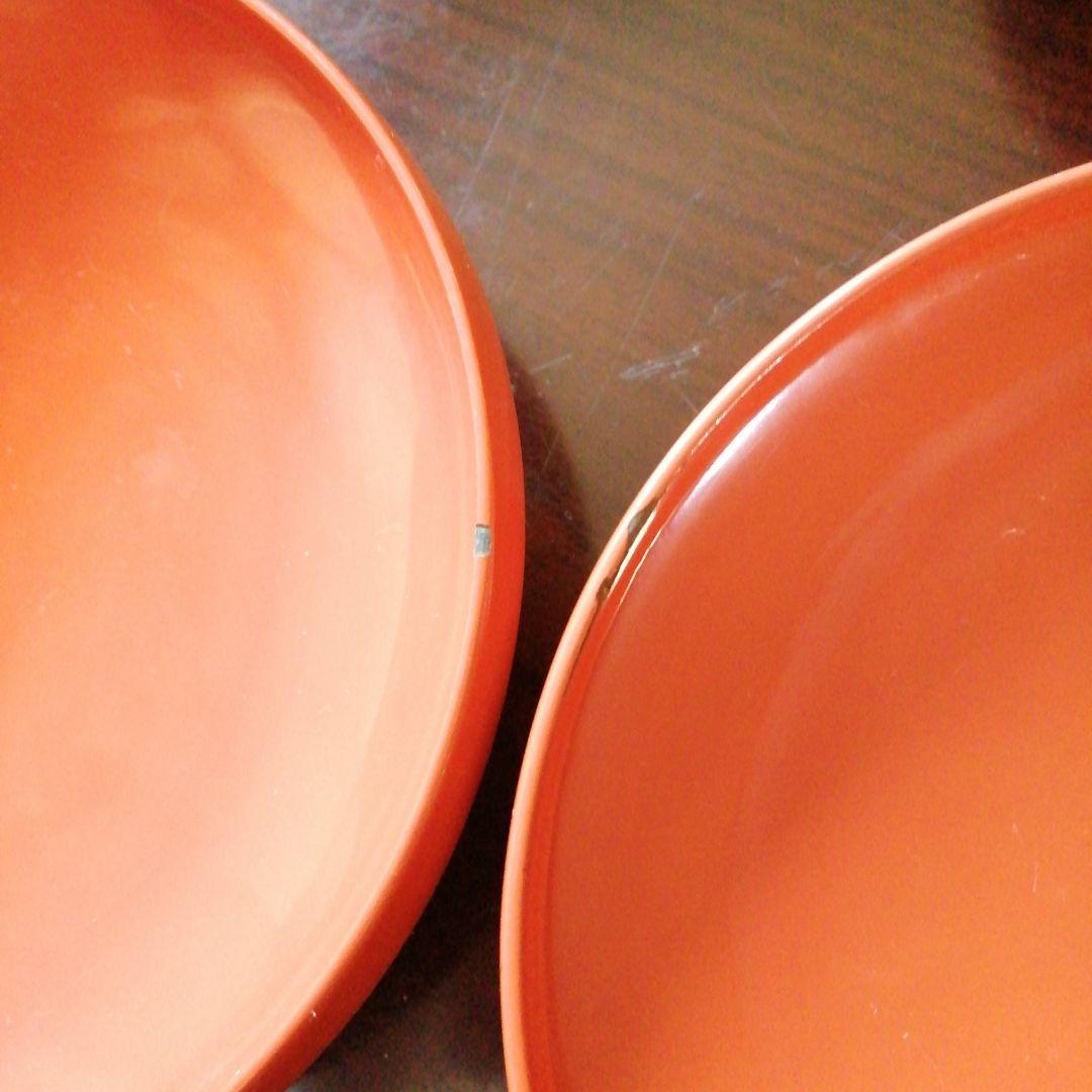 輪島塗　塗朱鰻平　10客　16.8cm　明治～大正期