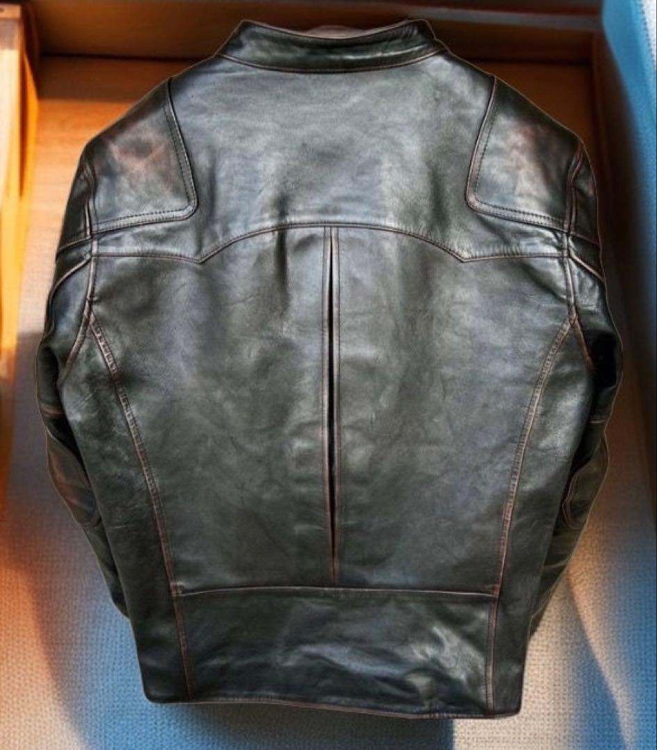わ*ん様 ヴェノム風 馬革ライダースジャケット（RRL風デザイン）Lサイズ相当