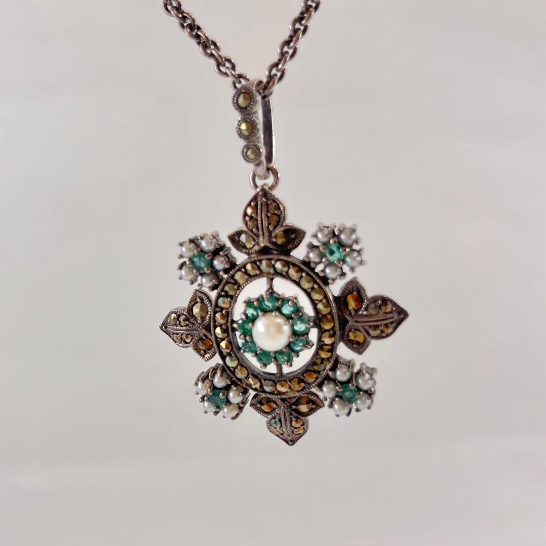 【碌山 Routan】【碌山 Routan】エメラルド、パールペンダント