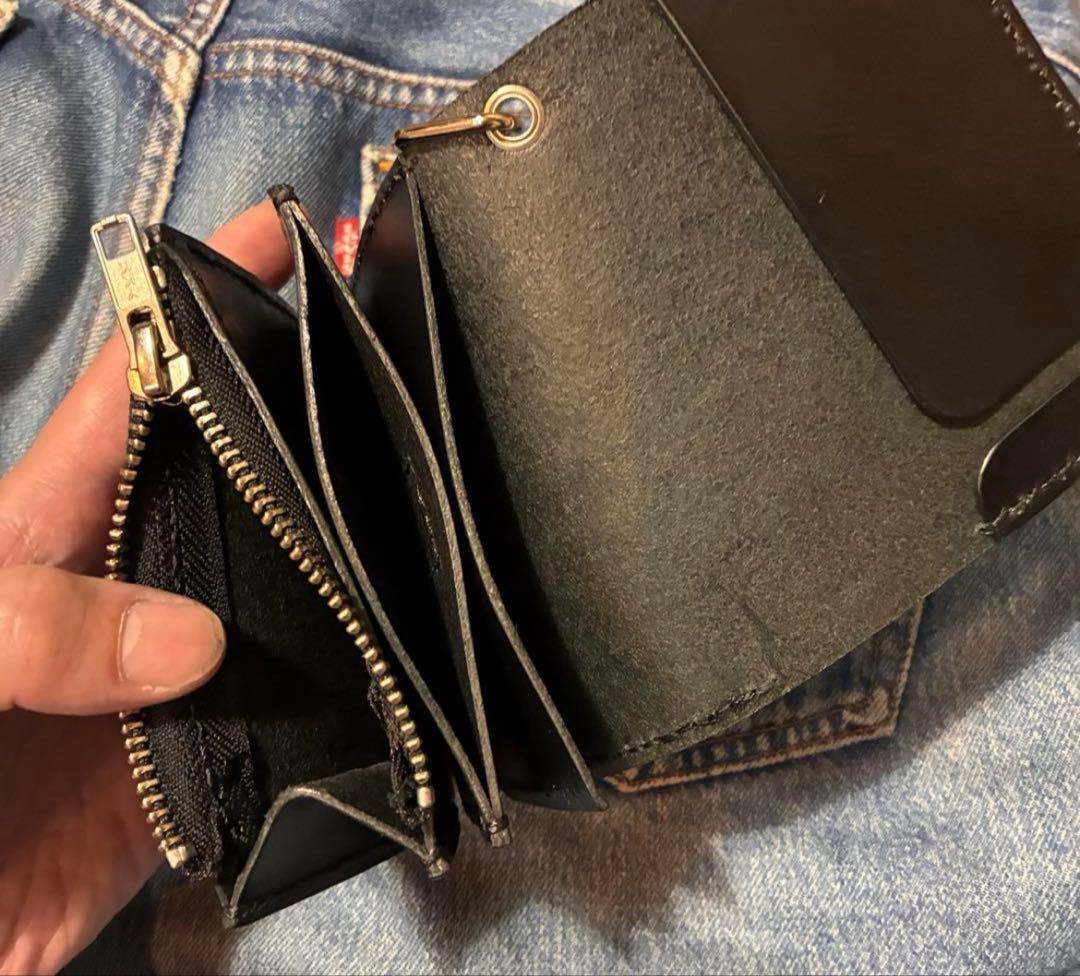 トラッカーウォレットショートサイズ　シルバー925クロスボールコンチョカスタム