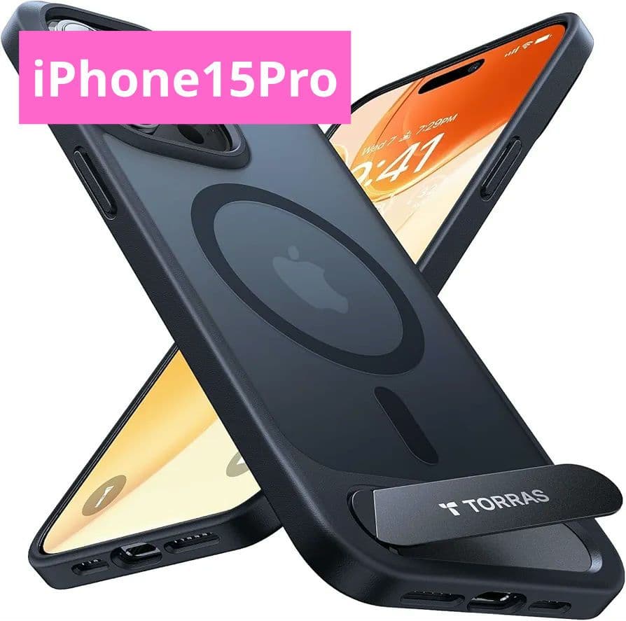 TORRAS iPhone 15 Pro 用 ケース マグネットブラック