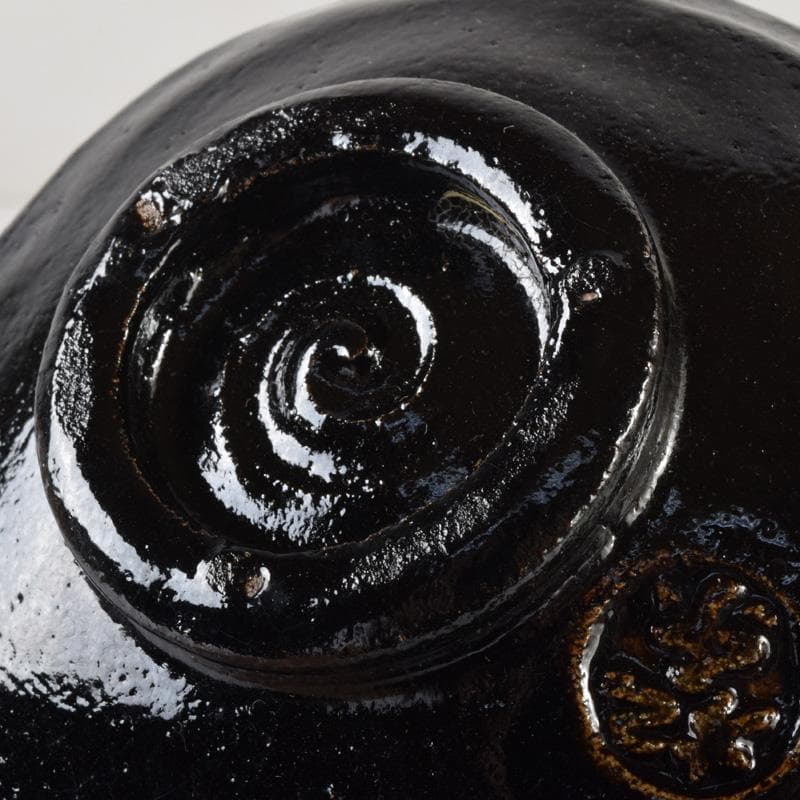 Gojyo　茶道具　楽焼　佐々木松楽作　黒楽茶碗　共布共箱　V　7400