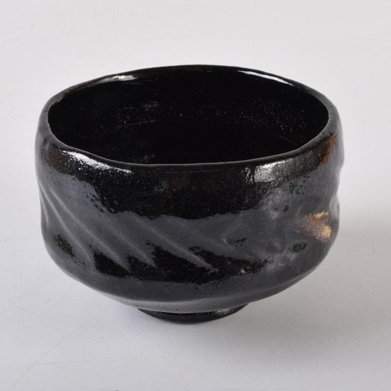 Gojyo　茶道具　楽焼　佐々木松楽作　黒楽茶碗　共布共箱　V　7400