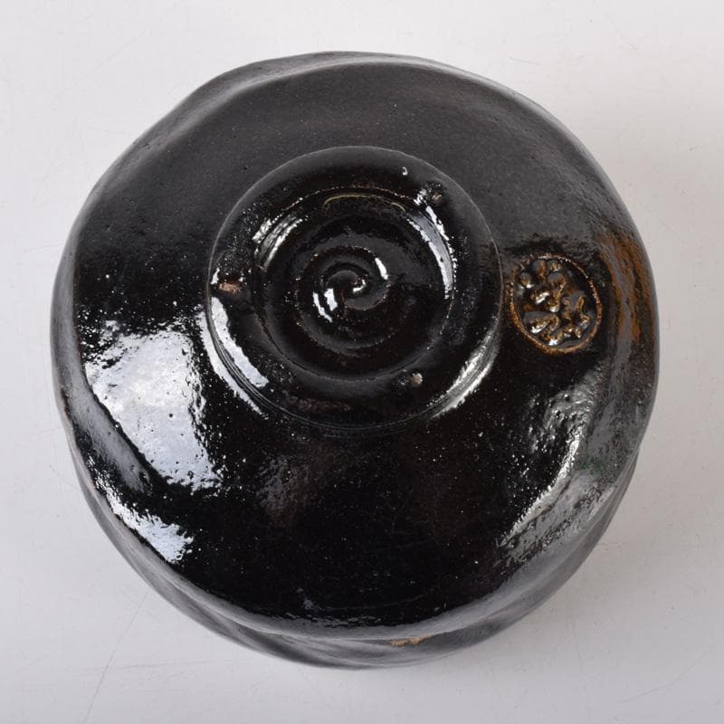 Gojyo　茶道具　楽焼　佐々木松楽作　黒楽茶碗　共布共箱　V　7400