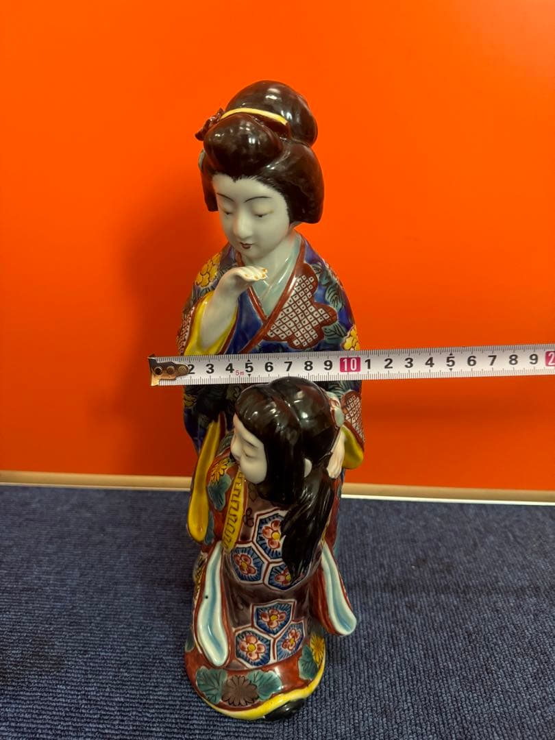 1780  古九谷焼　色絵母子人形　置物　時代物