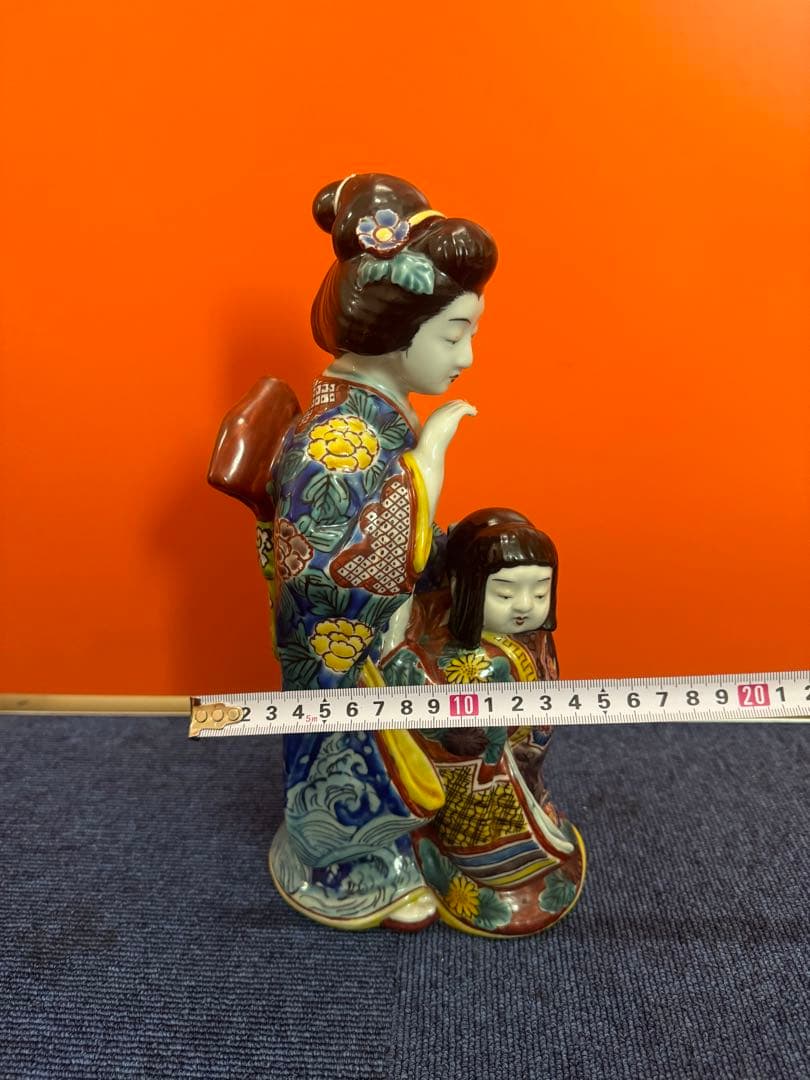 1780  古九谷焼　色絵母子人形　置物　時代物