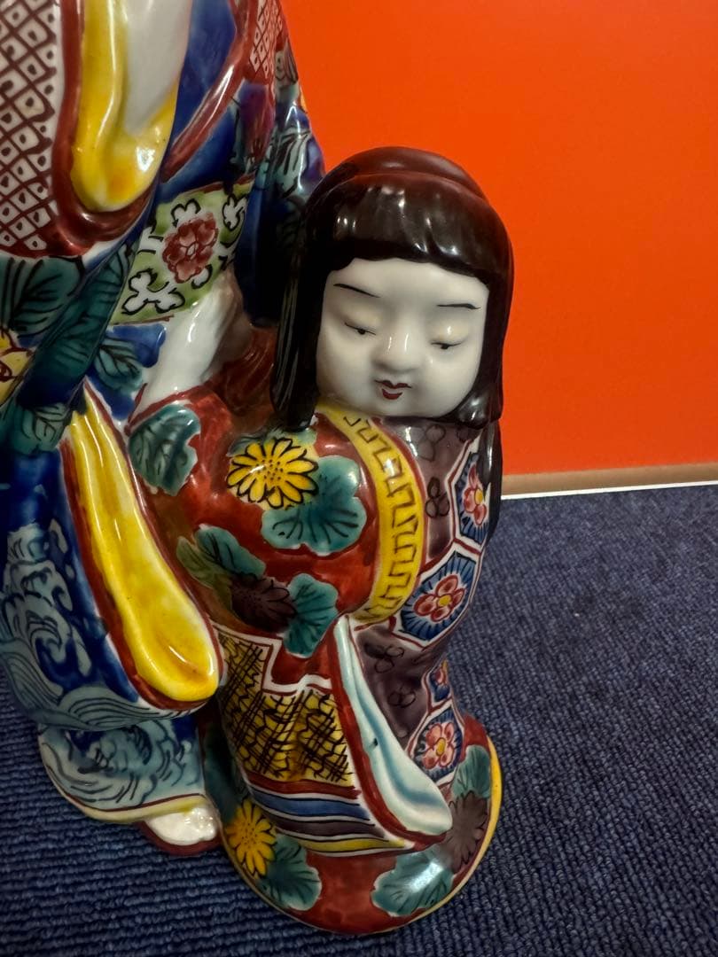 1780  古九谷焼　色絵母子人形　置物　時代物