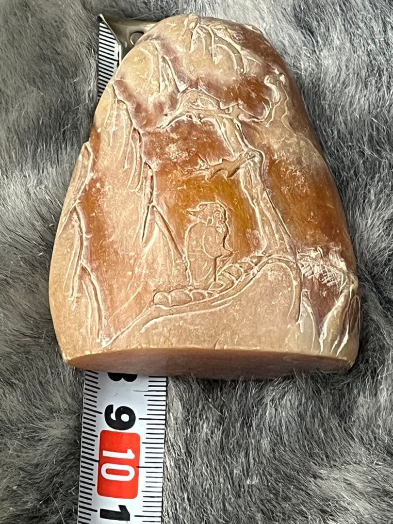 ⓵ 中国古玩 寿山石 寿山連江黄凍石 浮彫印材　中国　石　置物