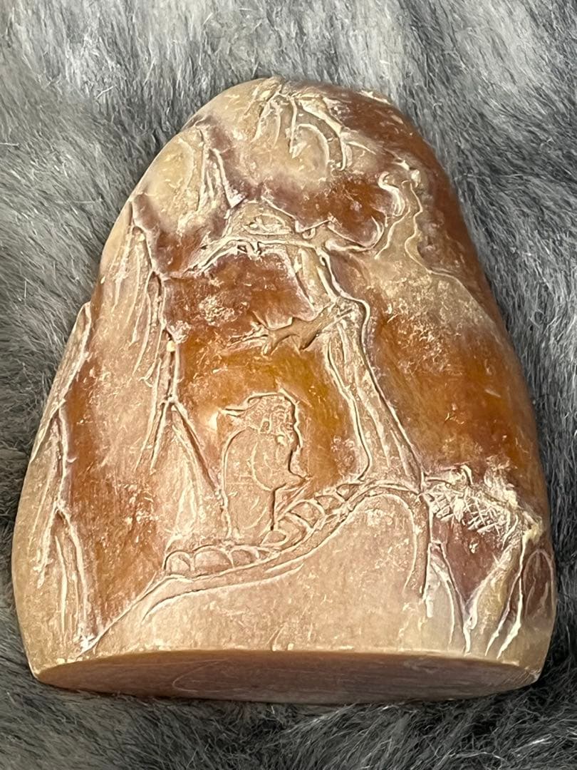 ⓵ 中国古玩 寿山石 寿山連江黄凍石 浮彫印材　中国　石　置物