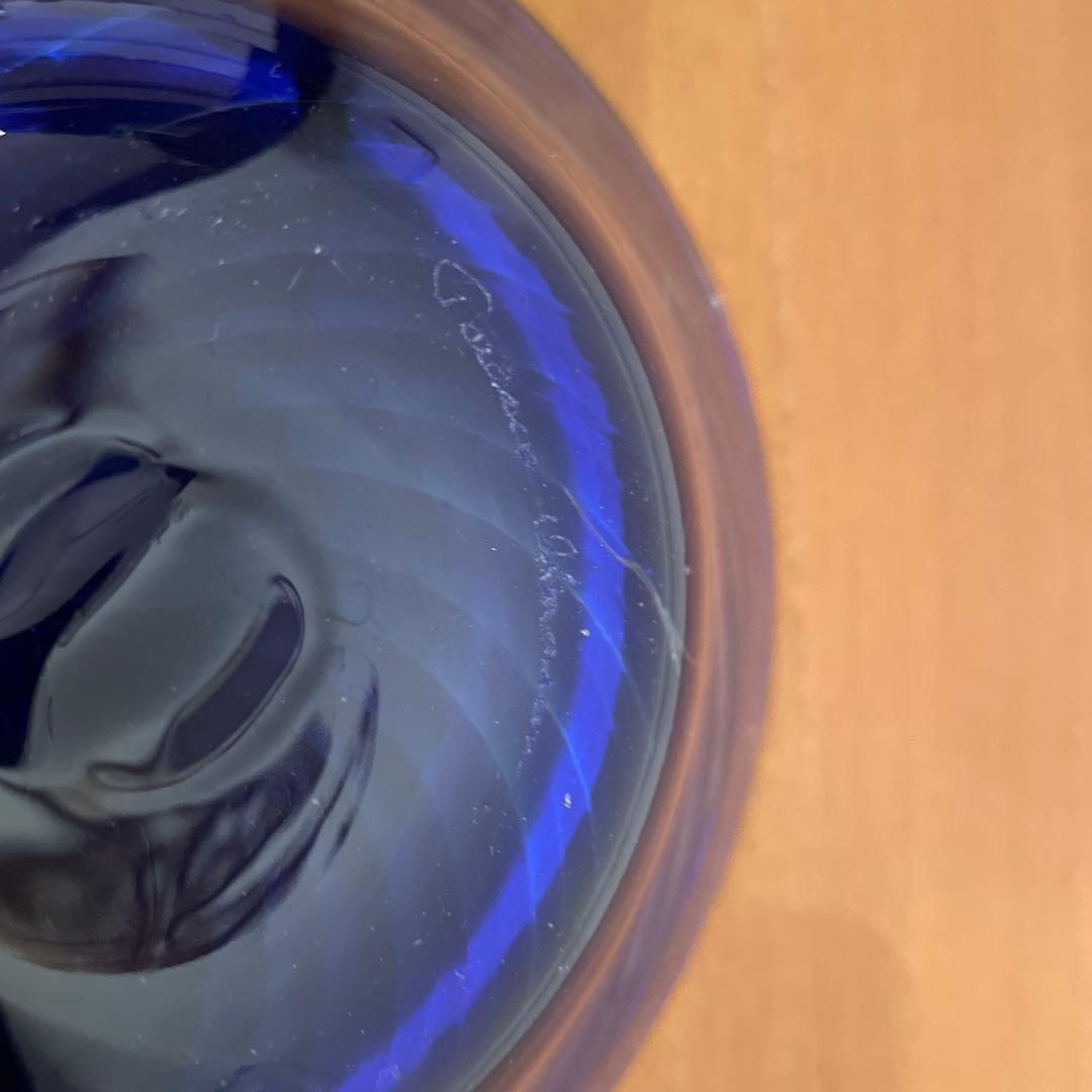 青色 渦巻き模様 ガラスボウル フィンランドの作家さんものです