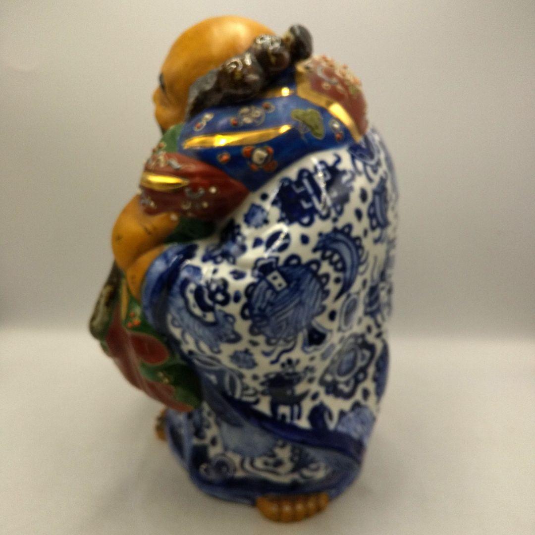 九谷焼　布袋様　染め付け　縁起置物　七福神