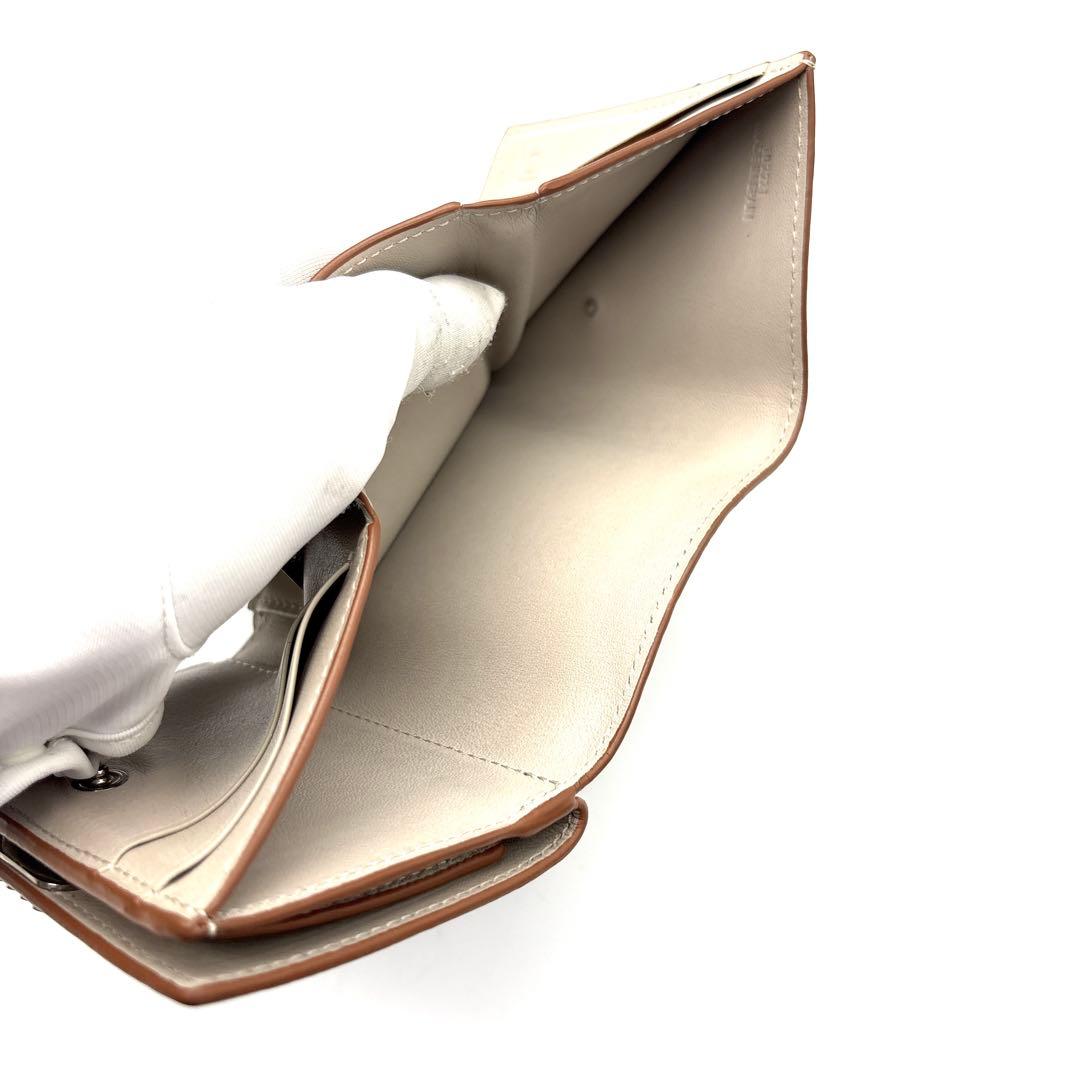 極美品◆LOEWE トライフォールドウォレット 三つ折り財布 グレージュ