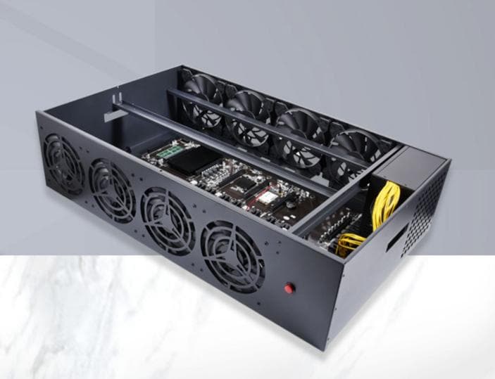 新品 8GPU用マイニングリグ 両面12cmファン8点 速度調節できる