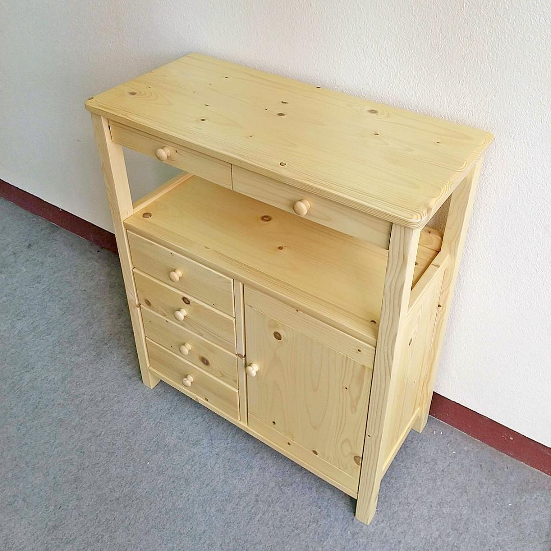 未使用訳あり　電話台　FAX台　キャビネット　パイン材　ナチュラル　カントリー調