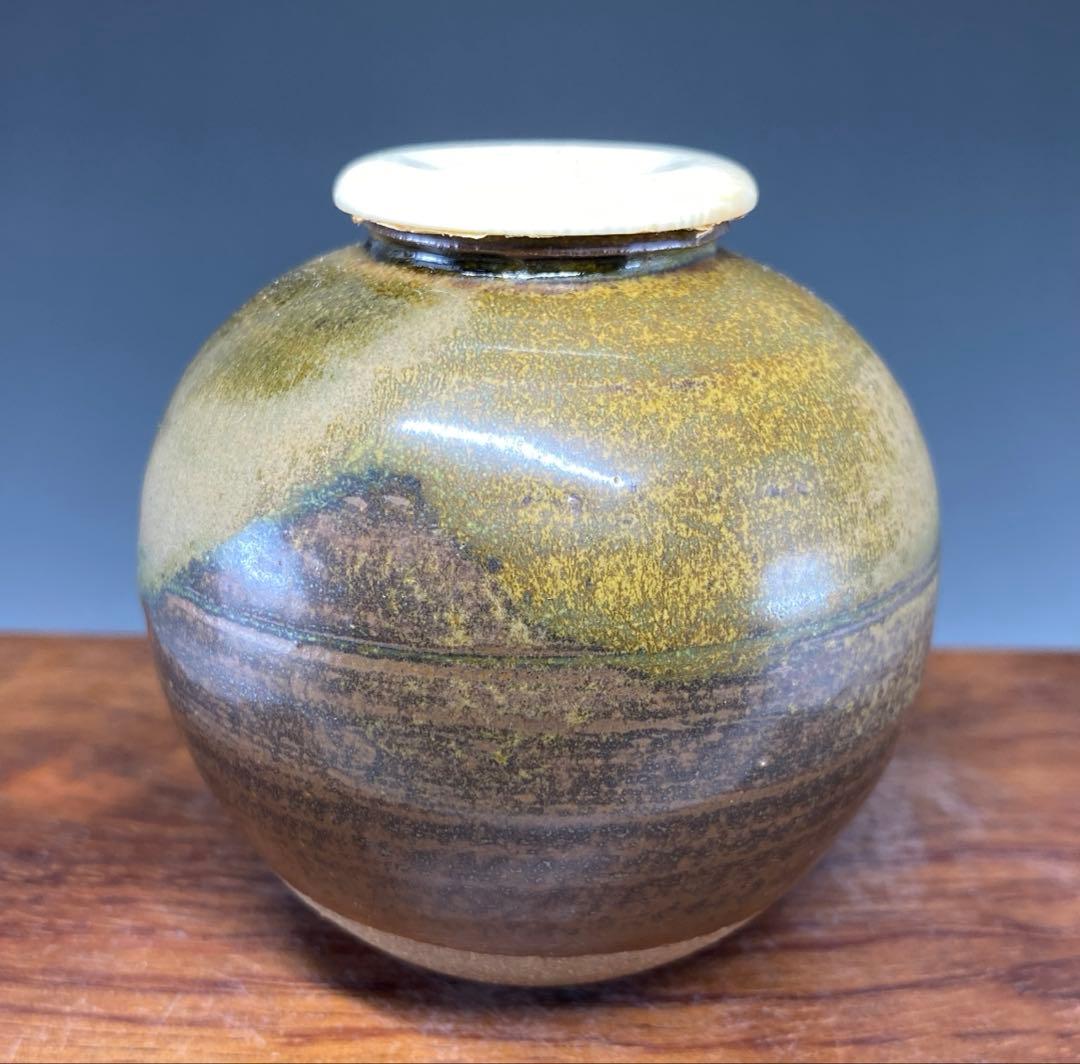 【茶道具】信水窯　丹波文琳茶入（共箱）