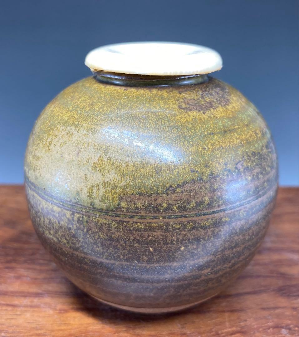 【茶道具】信水窯　丹波文琳茶入（共箱）