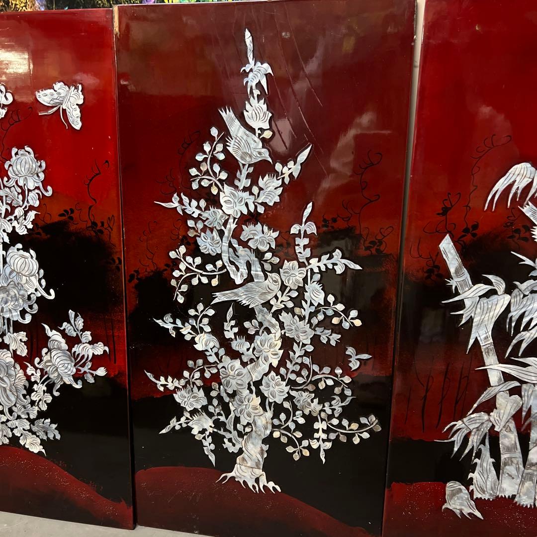 螺鈿　螺鈿細工　漆工　壁飾り 古美術品 漆芸