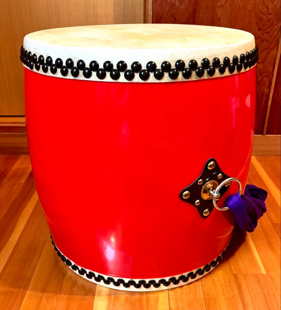 【美品】和太鼓 エイサー太鼓 44.5×49.0cm ケース/バチ付
