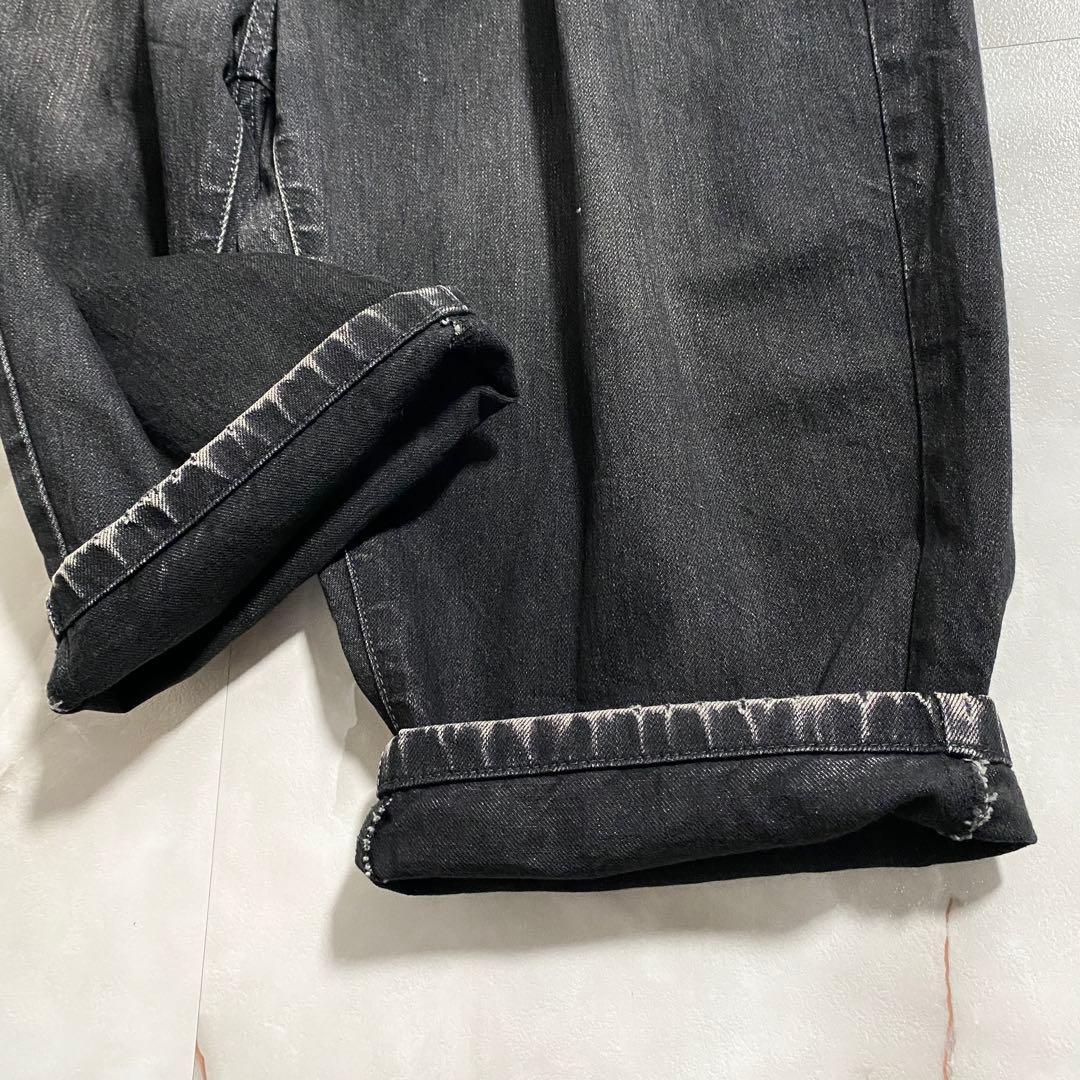 A15845 キディル　ワイドサルエルブラックデニムパンツ　黒44