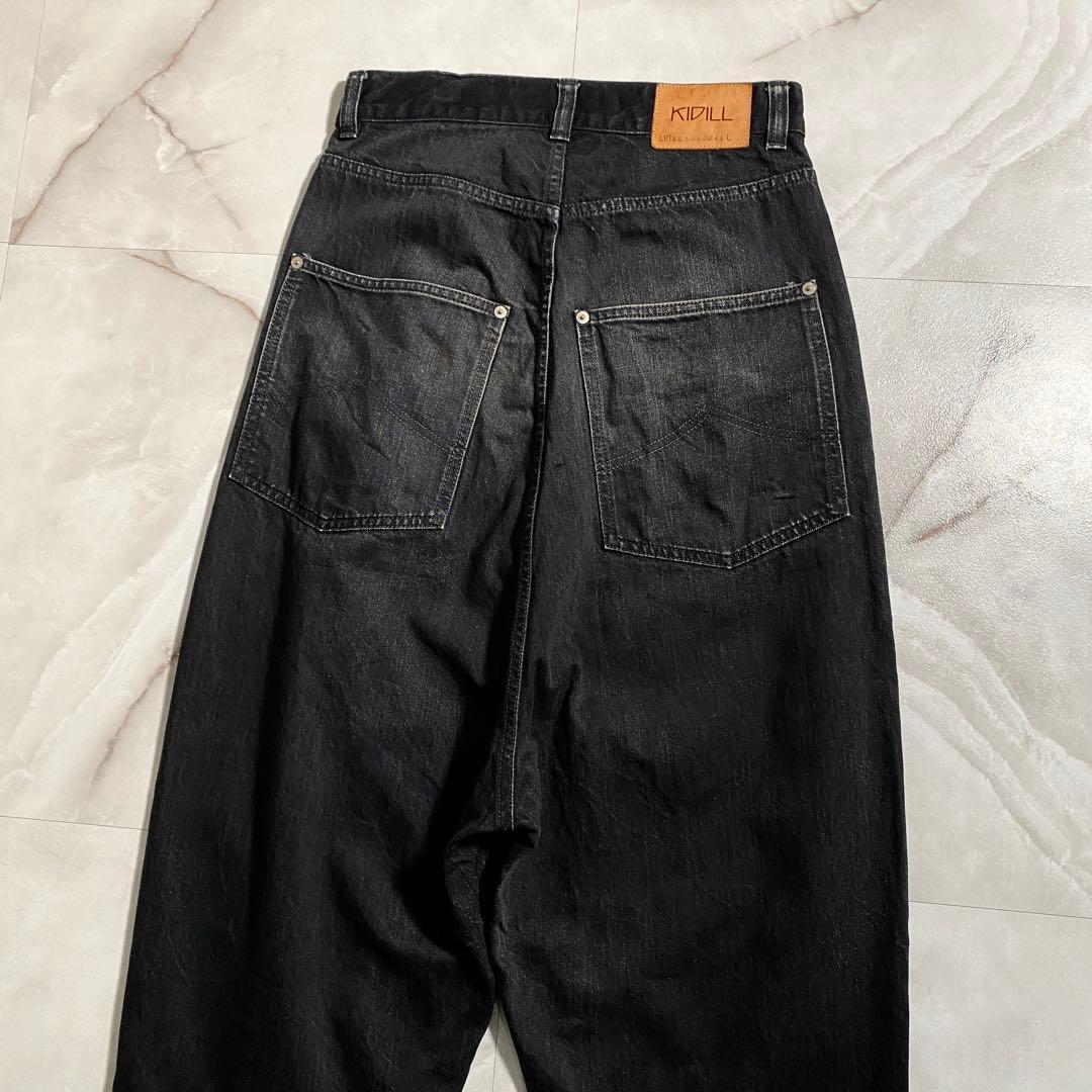 A15845 キディル　ワイドサルエルブラックデニムパンツ　黒44