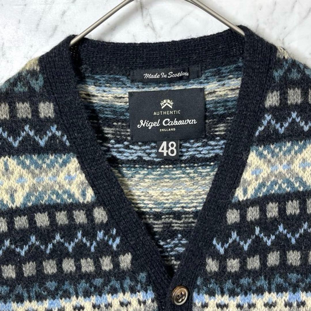 【美品】ナイジェルケーポン・ベスト・フェアアイル柄・ウール・スコットランド製・M