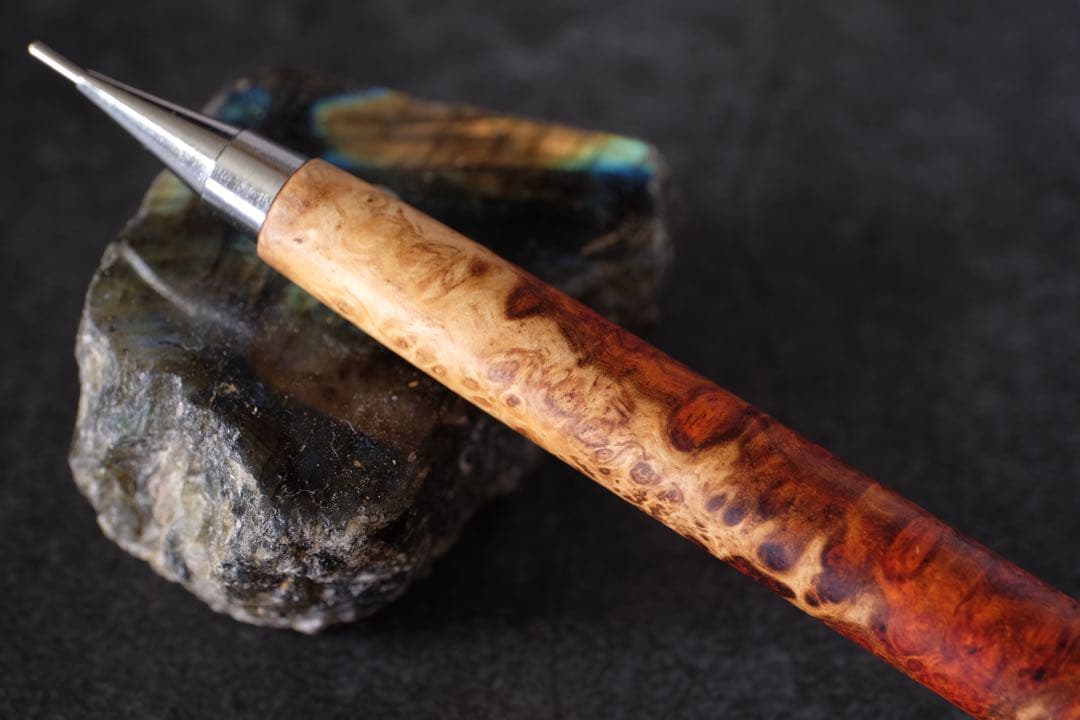 PG5木軸カスタム0187　高村杢工房 製図用シャープペンシル 極上 花梨瘤紅白