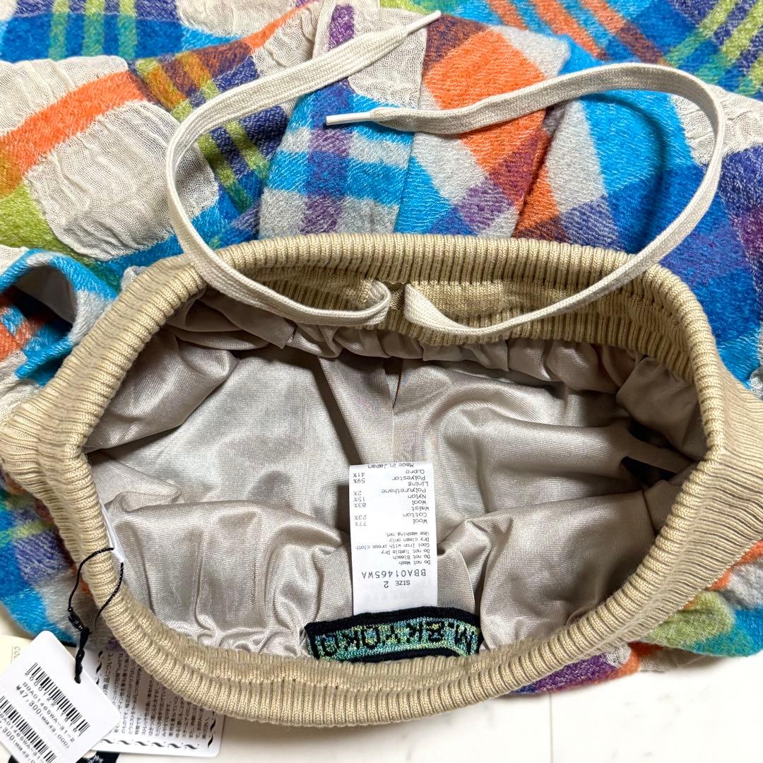 未使用タグ付 M.&KYOKO フレアスカート コットンウールチェック ガーゼ調